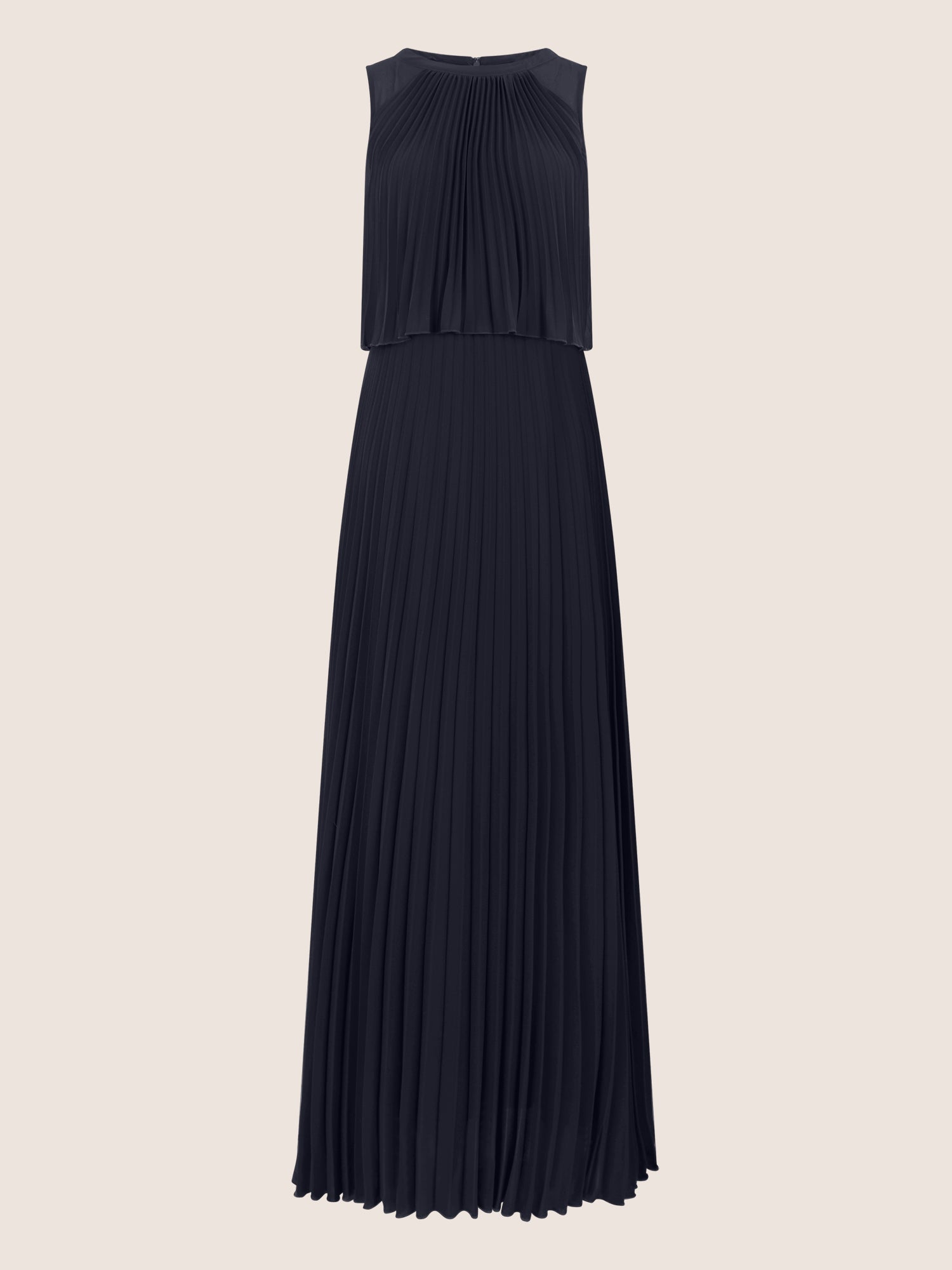 APART Plissiertes Maxikleid mit Doppellagen-Effekt | nachtblau