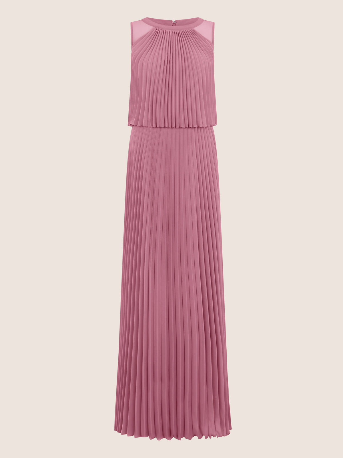 APART Plissiertes Maxikleid mit Doppellagen-Effekt | rosé