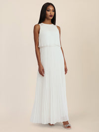 APART Plissiertes Maxikleid mit Doppellagen-Effekt | creme