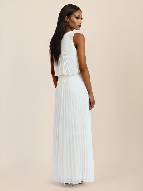 APART Plissiertes Maxikleid mit Doppellagen-Effekt | creme image 1