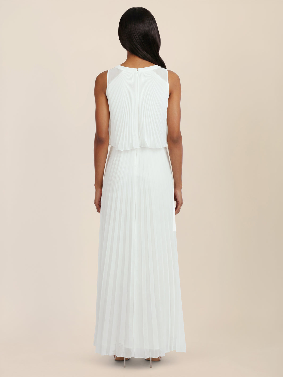 APART Plissiertes Maxikleid mit Doppellagen-Effekt | creme