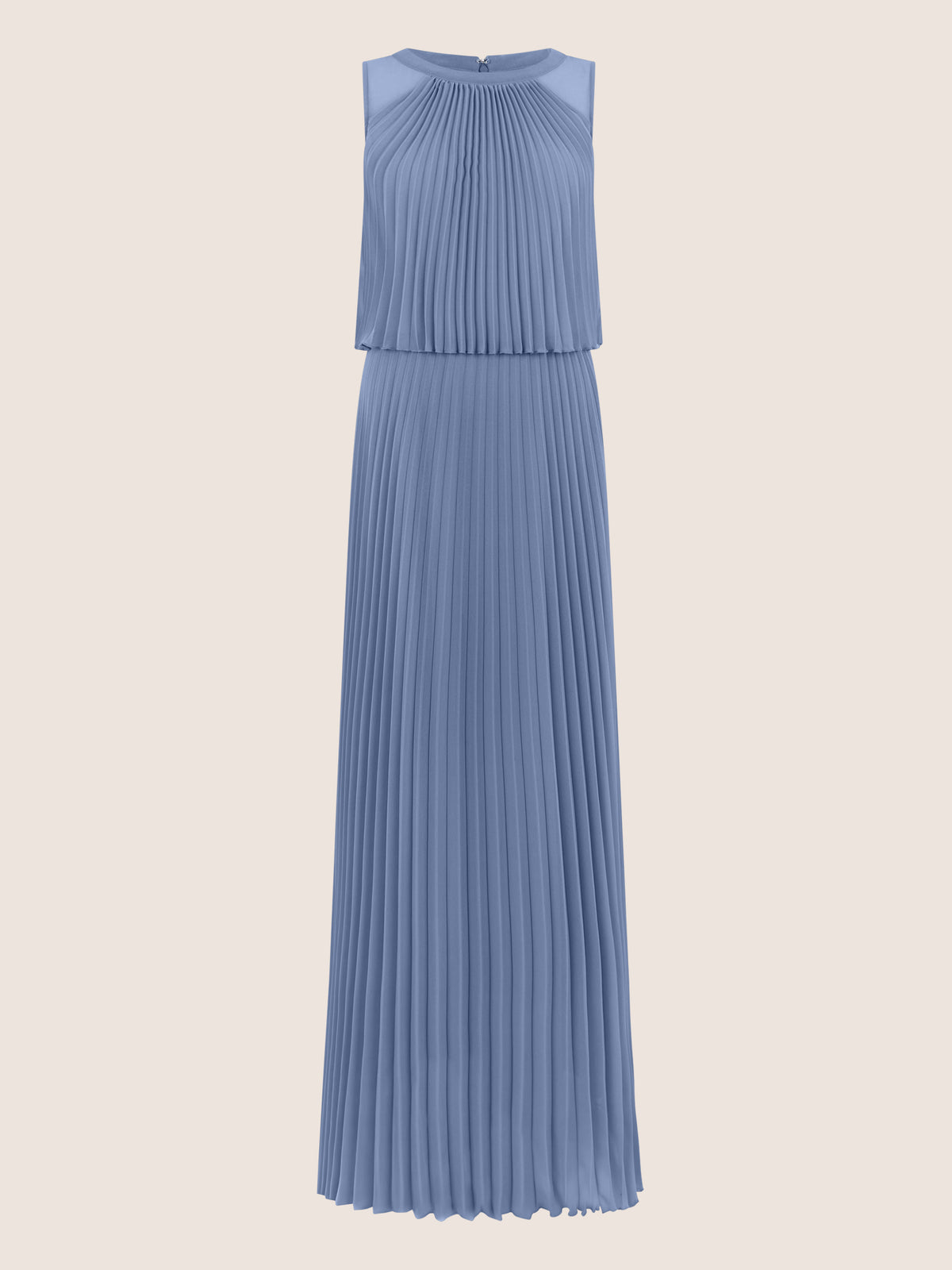 APART Plissiertes Maxikleid mit Doppellagen-Effekt | rauchblau