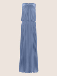 APART Plissiertes Maxikleid mit Doppellagen-Effekt | rauchblau