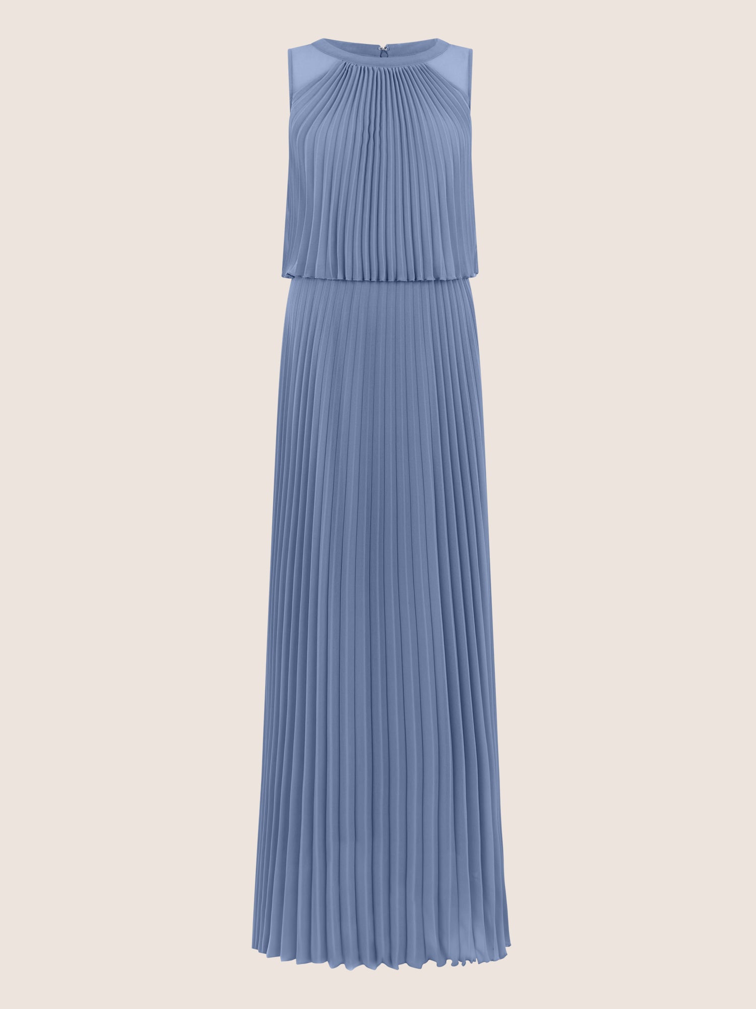 APART Plissiertes Maxikleid mit Doppellagen-Effekt | rauchblau