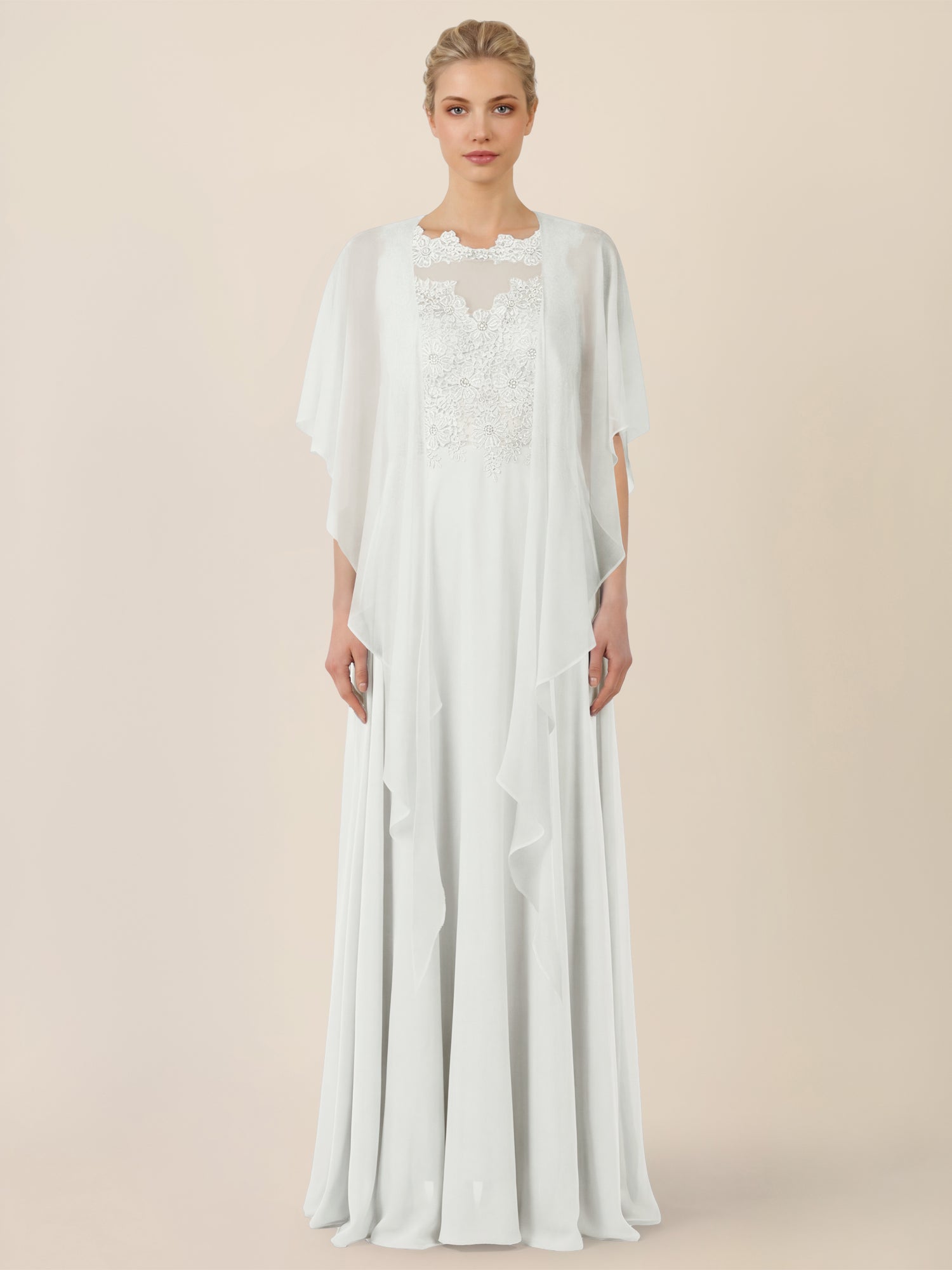 APART Luftiges Chiffon-Stola mit Zipfelsaum | creme