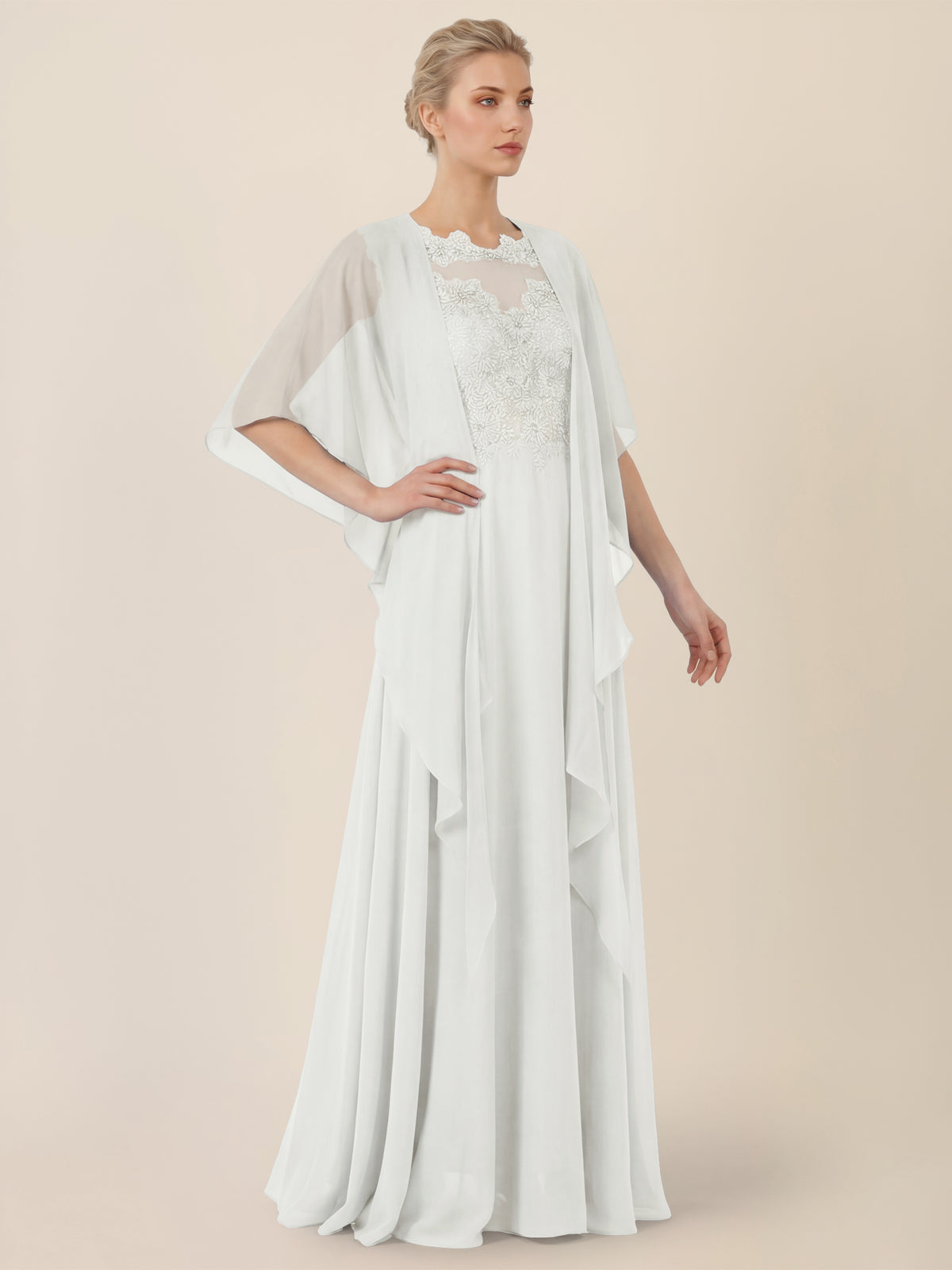 APART Luftiges Chiffon-Stola mit Zipfelsaum | creme