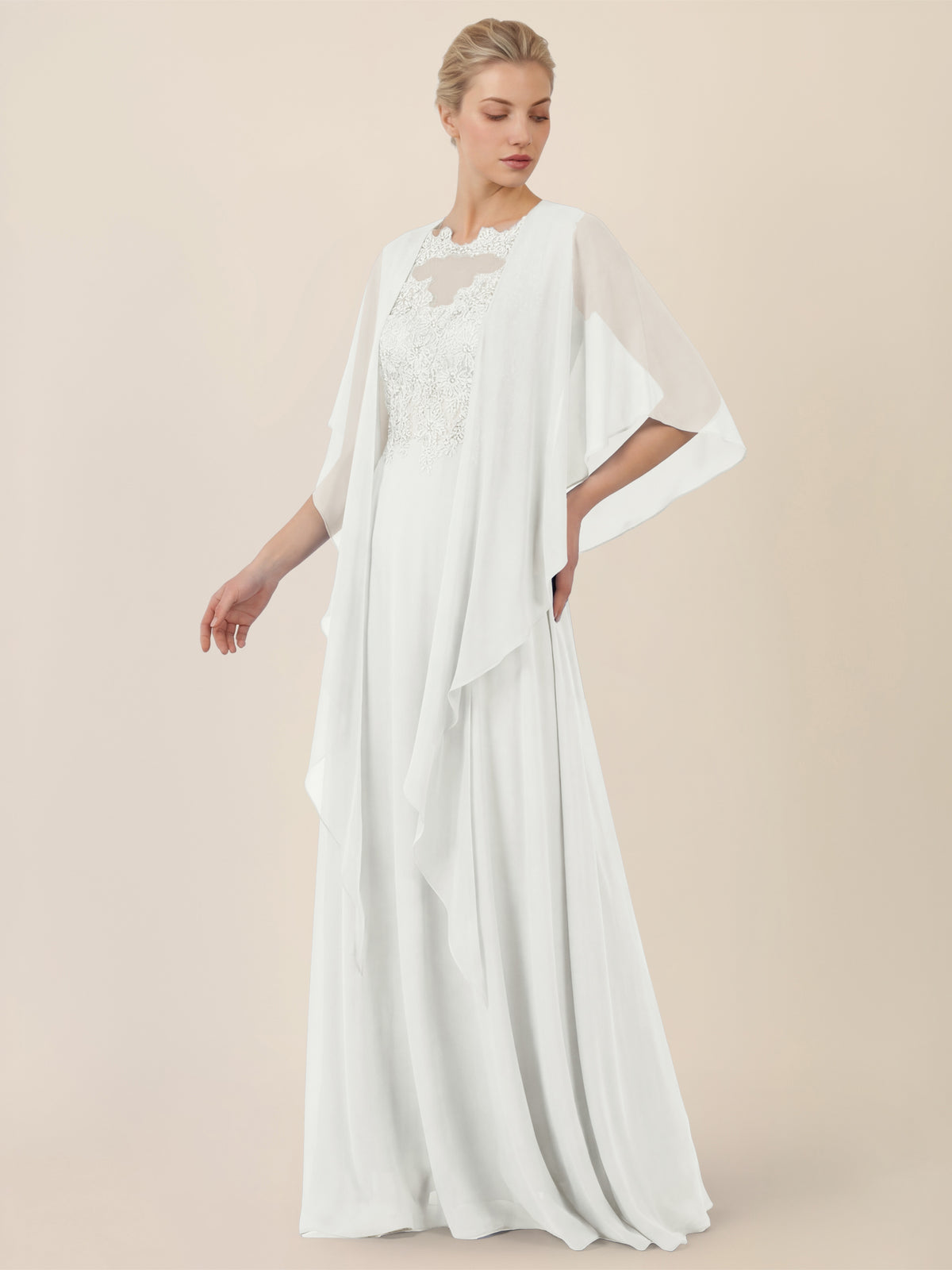 APART Luftiges Chiffon-Stola mit Zipfelsaum | creme