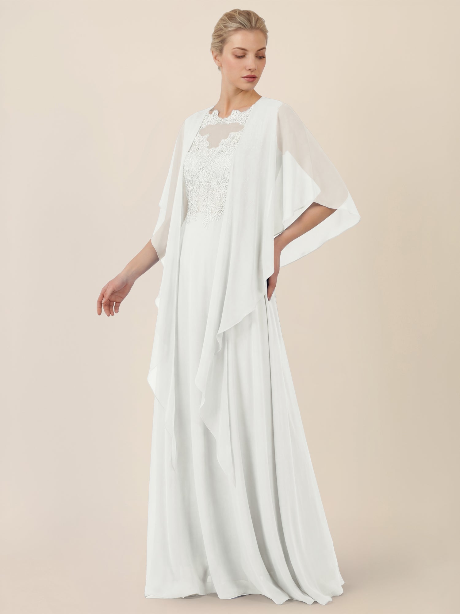 APART Luftiges Chiffon-Stola mit Zipfelsaum | creme