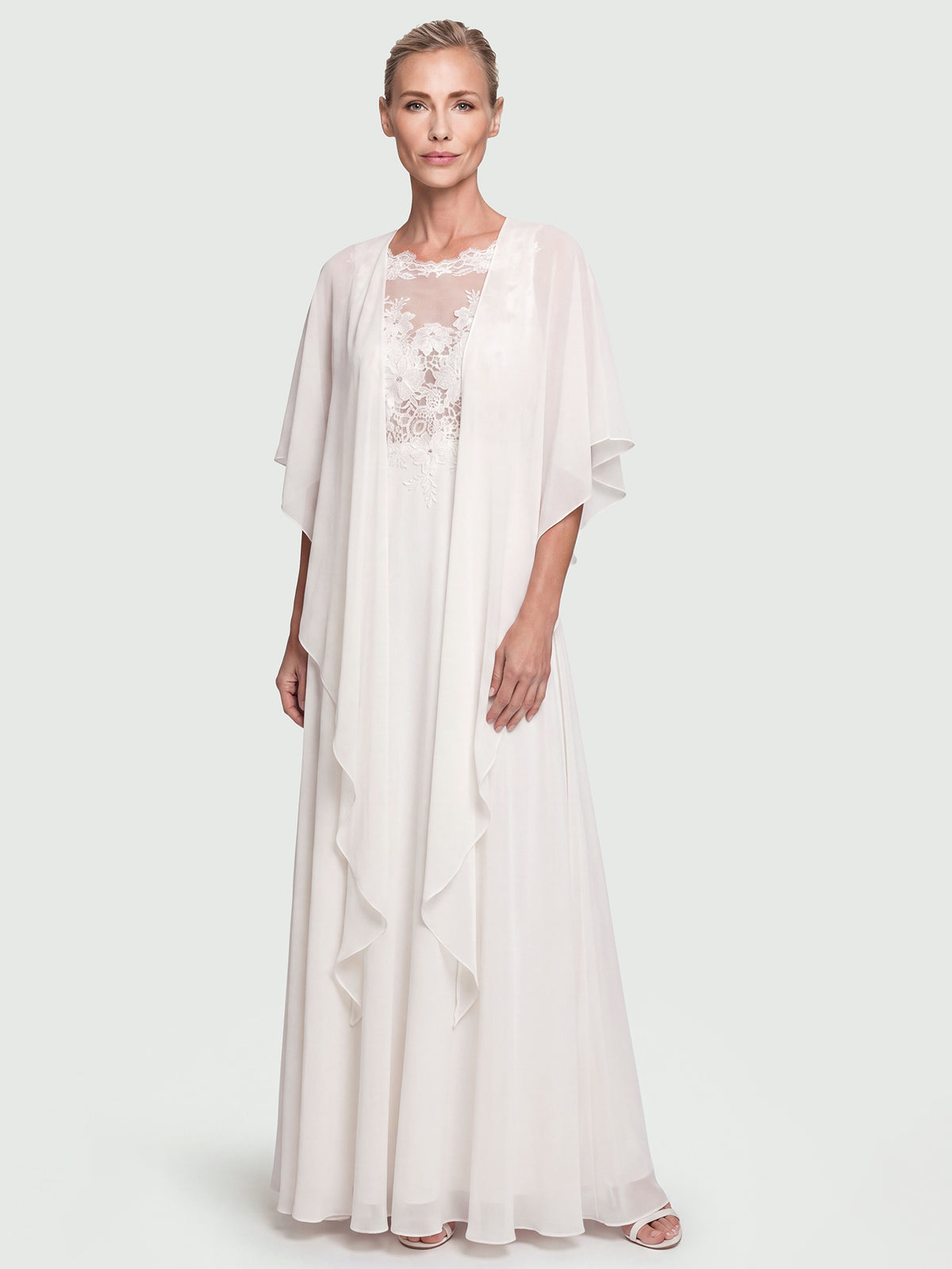 APART Luftiges Chiffon-Stola mit Zipfelsaum | creme