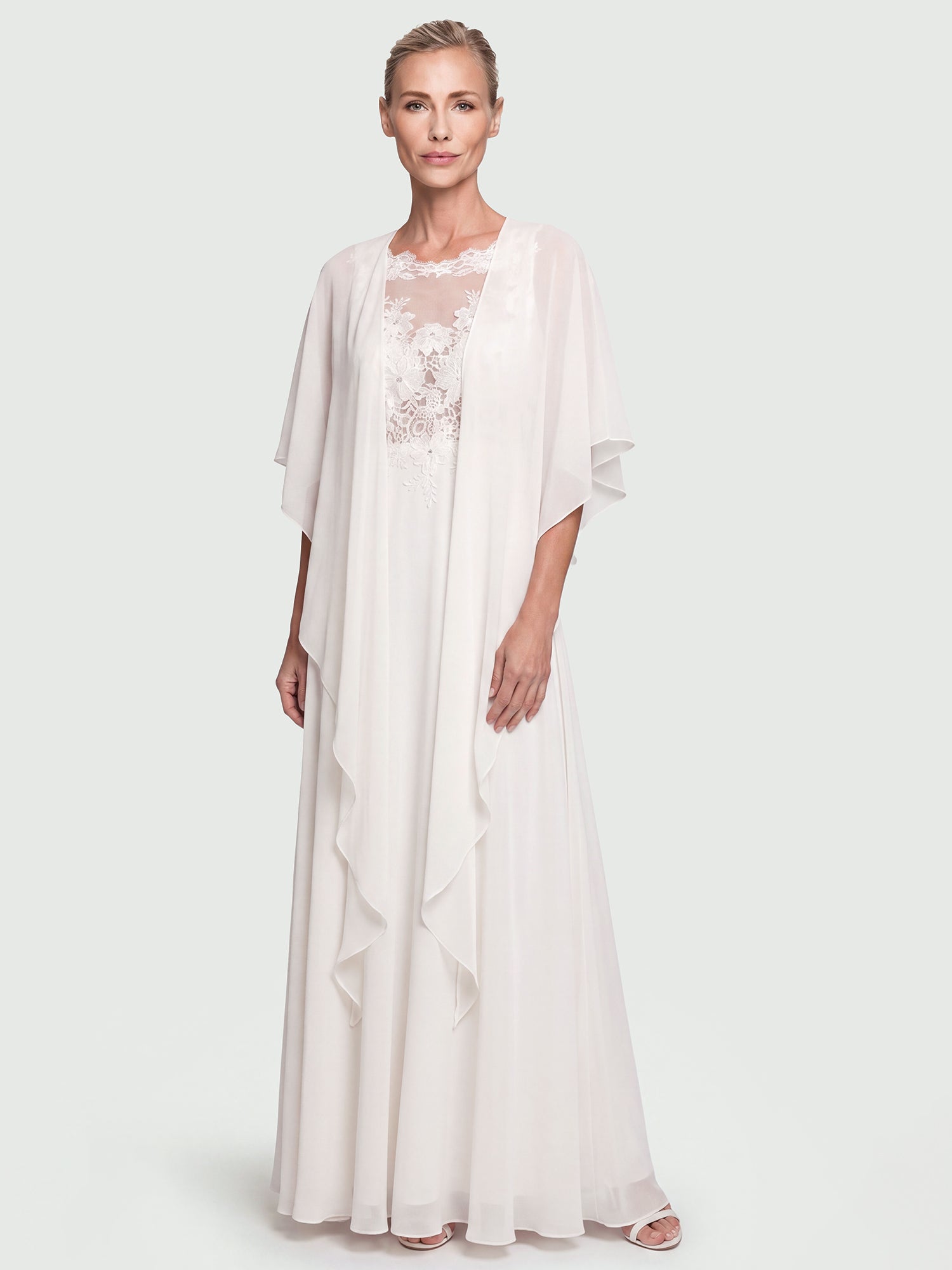 APART Luftiges Chiffon-Stola mit Zipfelsaum | creme