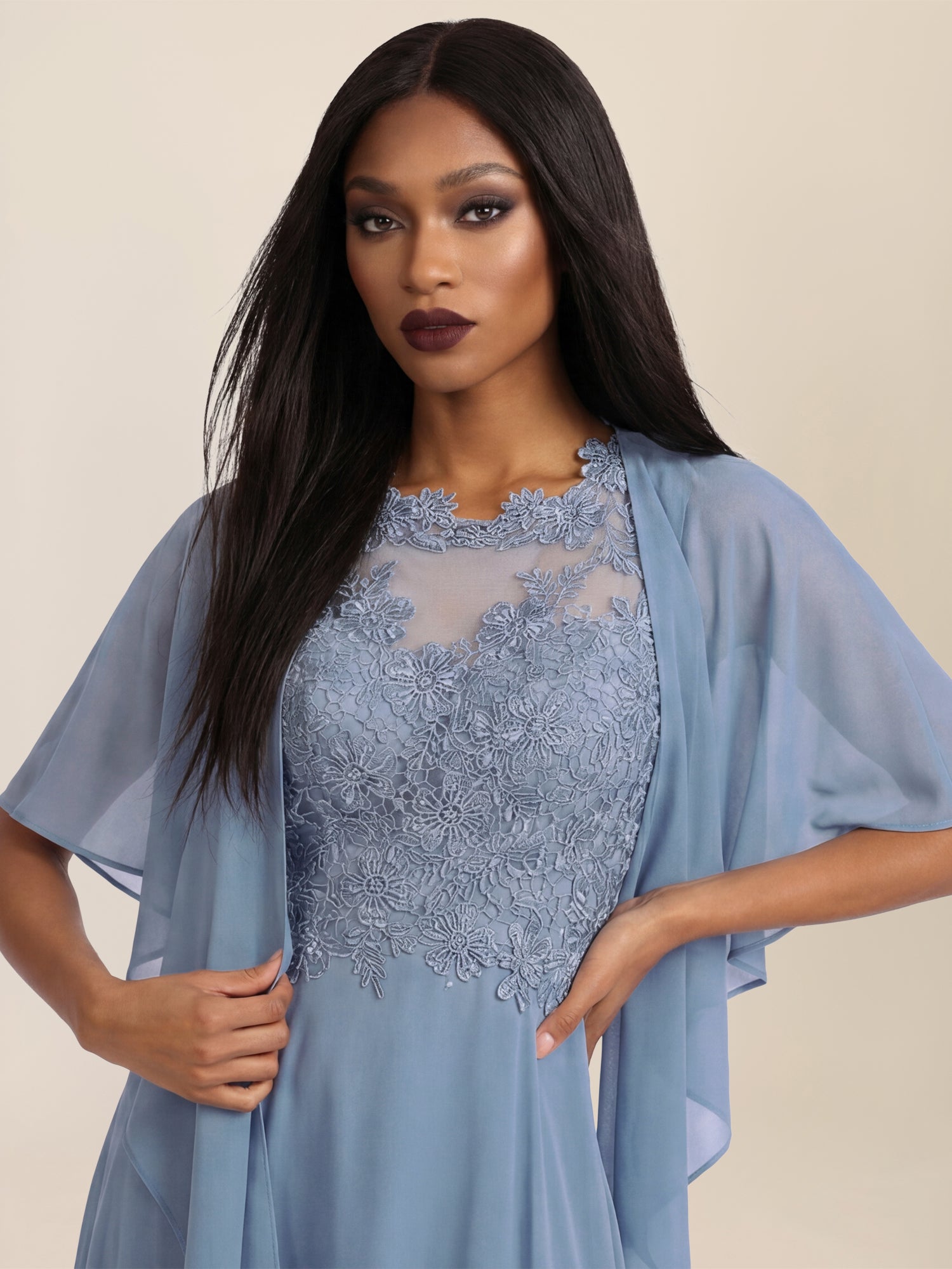 APART Luftiges Chiffon-Stola mit Zipfelsaum | rauchblau