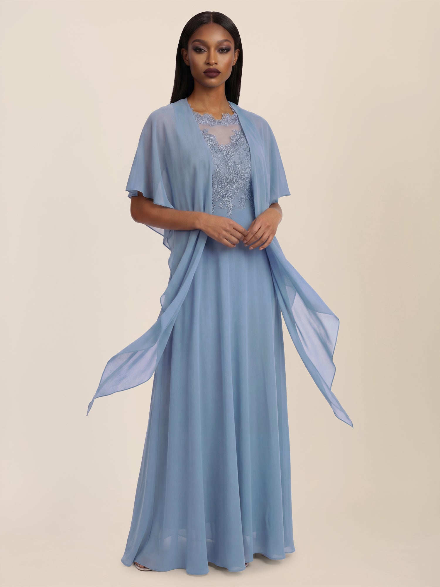 APART Luftiges Chiffon-Stola mit Zipfelsaum | rauchblau