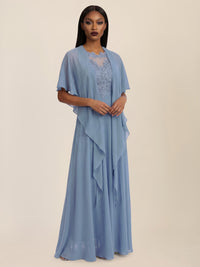 APART Luftiges Chiffon-Stola mit Zipfelsaum | rauchblau