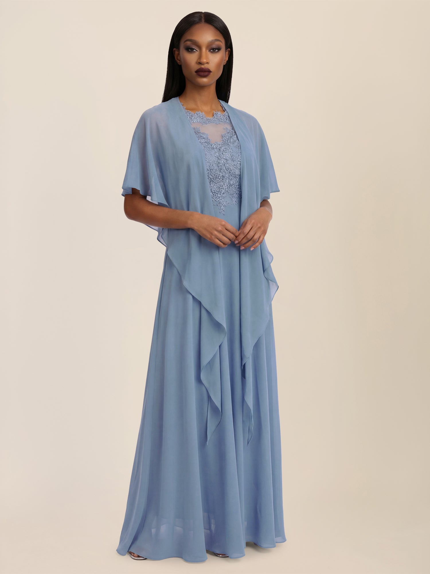 APART Luftiges Chiffon-Stola mit Zipfelsaum | rauchblau
