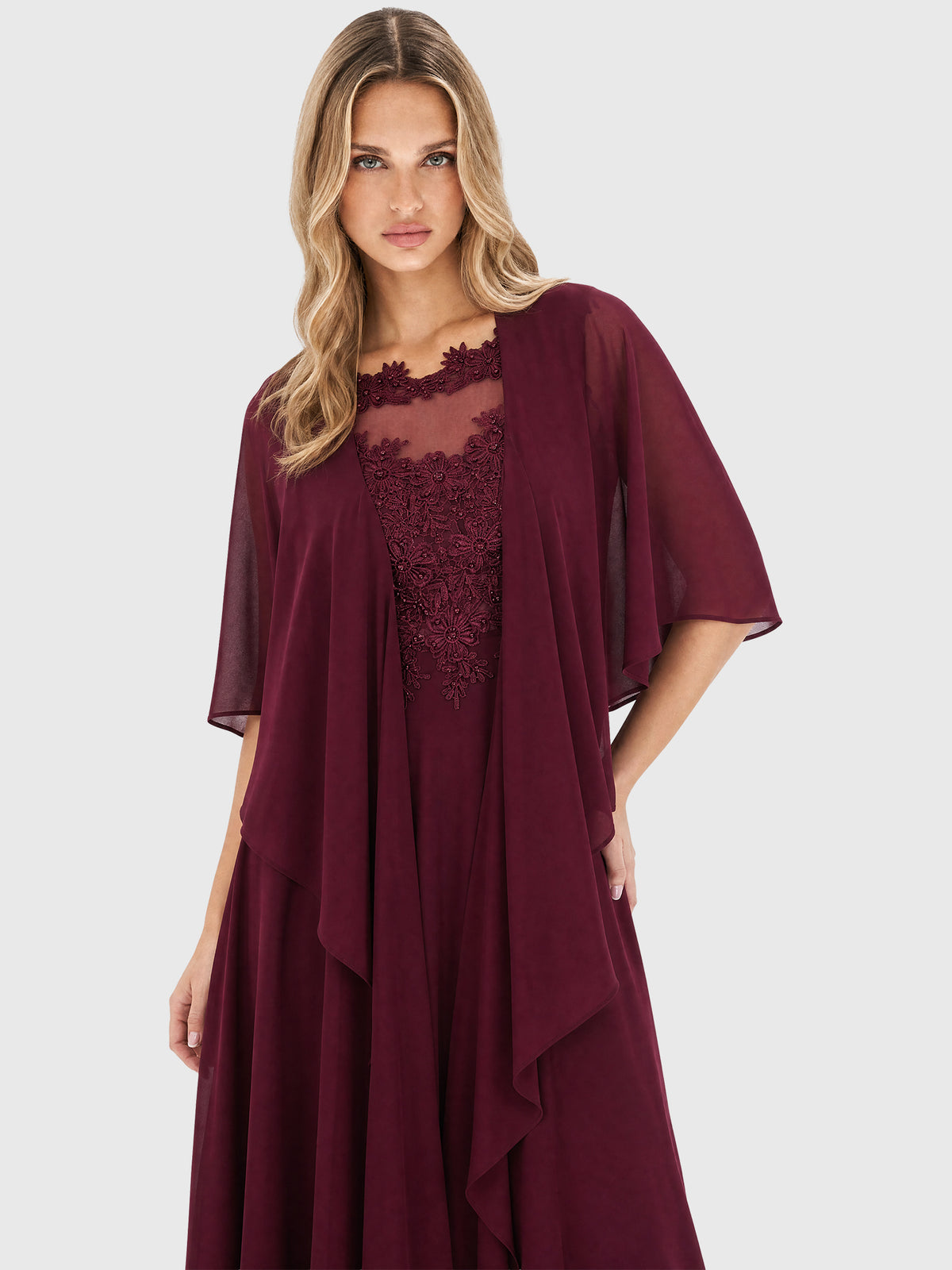 APART Luftiges Chiffon-Stola mit Zipfelsaum | weinrot