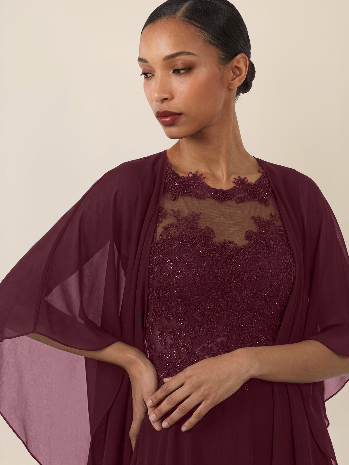 APART Luftiges Chiffon-Stola mit Zipfelsaum | weinrot