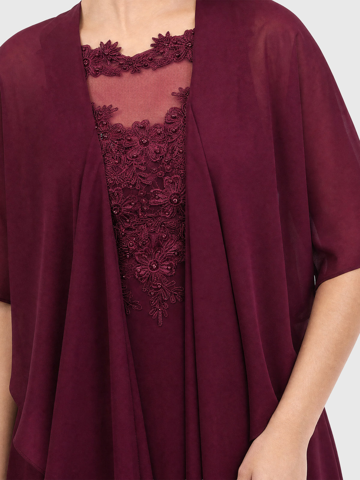 APART Luftiges Chiffon-Stola mit Zipfelsaum | weinrot
