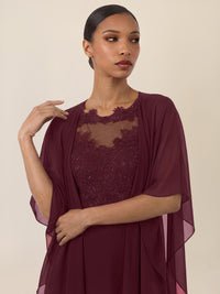 APART Luftiges Chiffon-Stola mit Zipfelsaum | weinrot