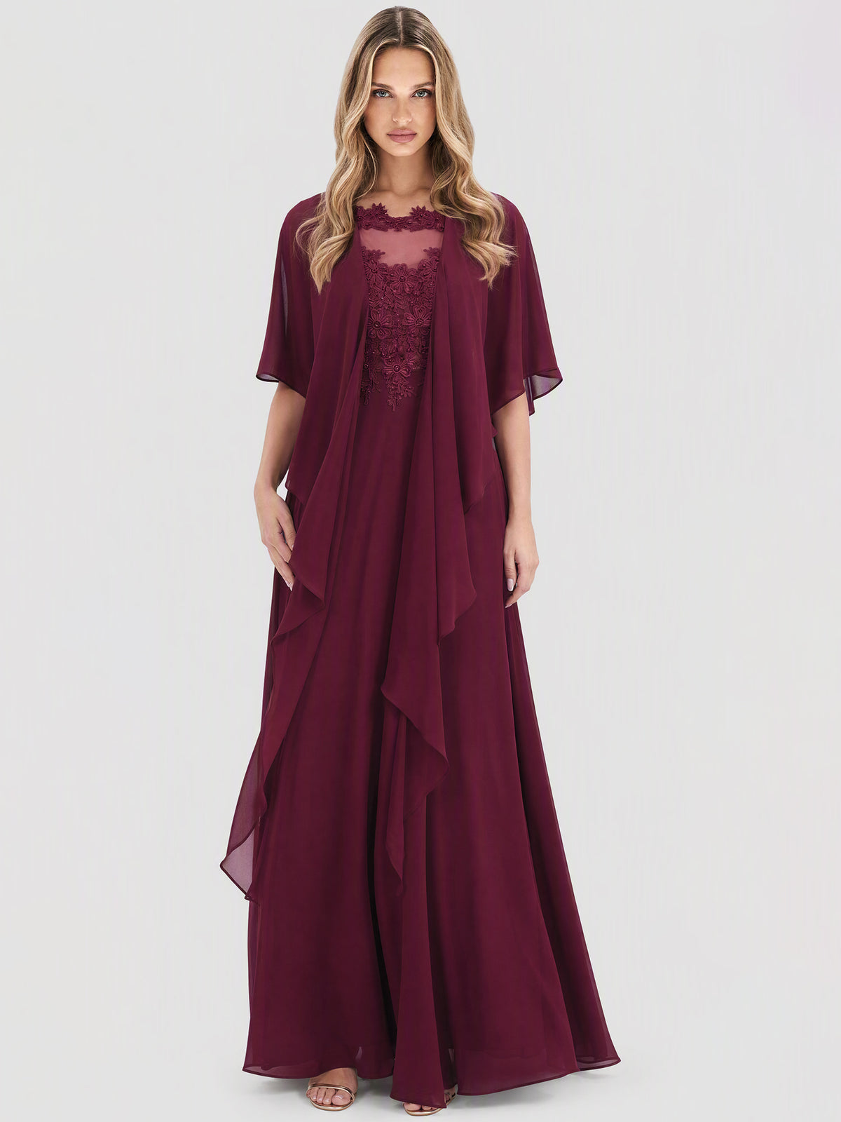 APART Luftiges Chiffon-Stola mit Zipfelsaum | weinrot