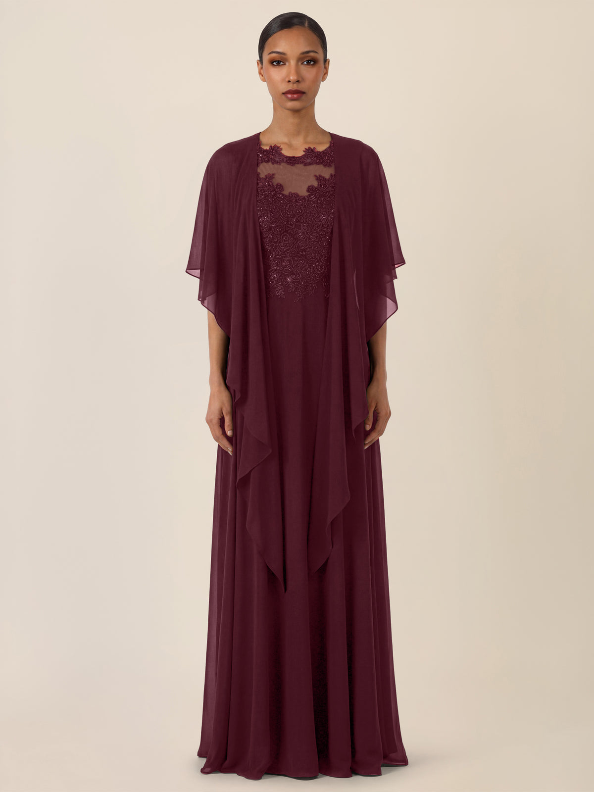 APART Luftiges Chiffon-Stola mit Zipfelsaum | weinrot