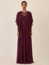 APART Luftiges Chiffon-Stola mit Zipfelsaum | weinrot