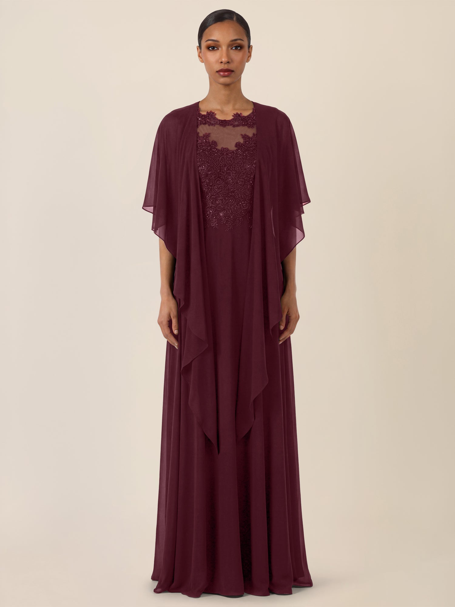 APART Luftiges Chiffon-Stola mit Zipfelsaum | weinrot