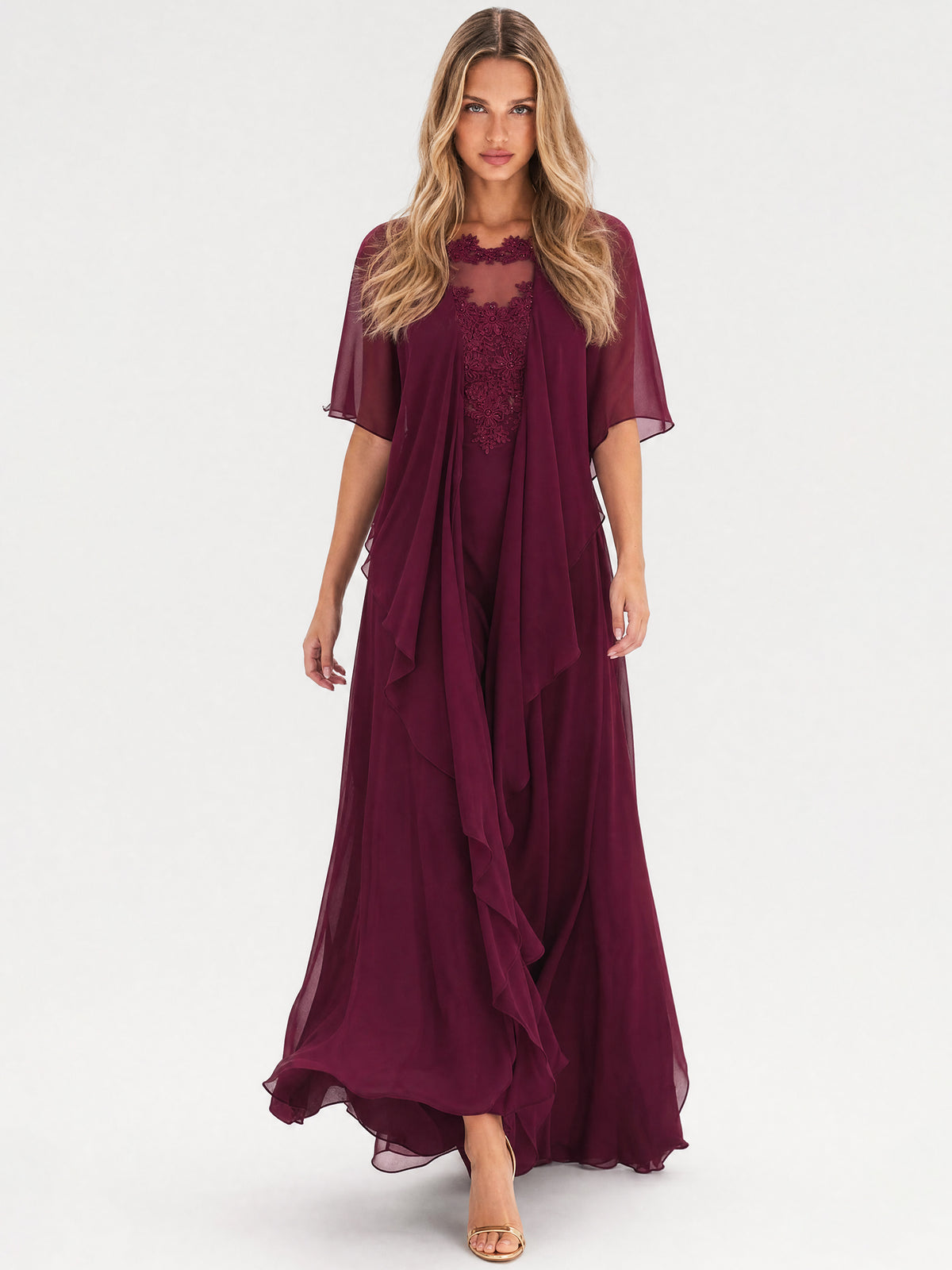 APART Luftiges Chiffon-Stola mit Zipfelsaum | weinrot