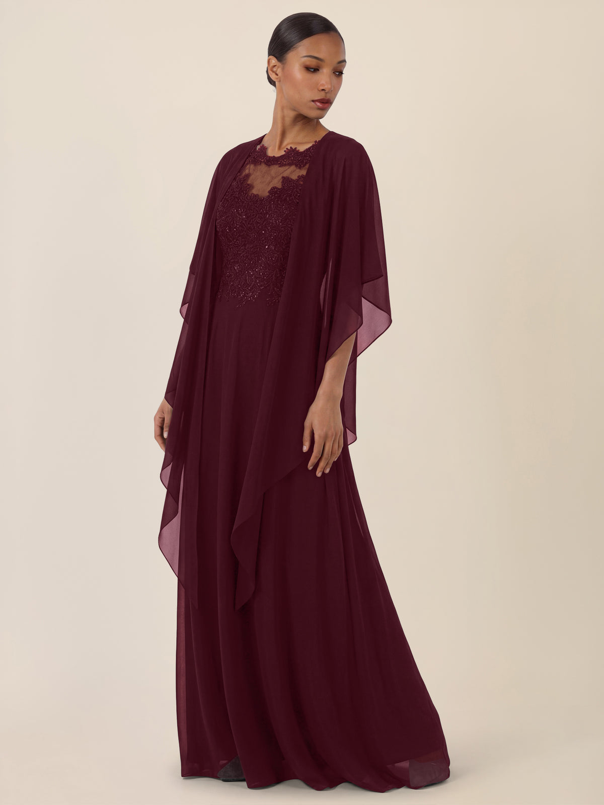 APART Luftiges Chiffon-Stola mit Zipfelsaum | weinrot