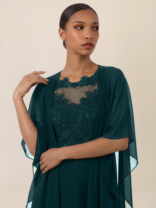 APART Luftiges Chiffon-Stola mit Zipfelsaum | emerald image 1