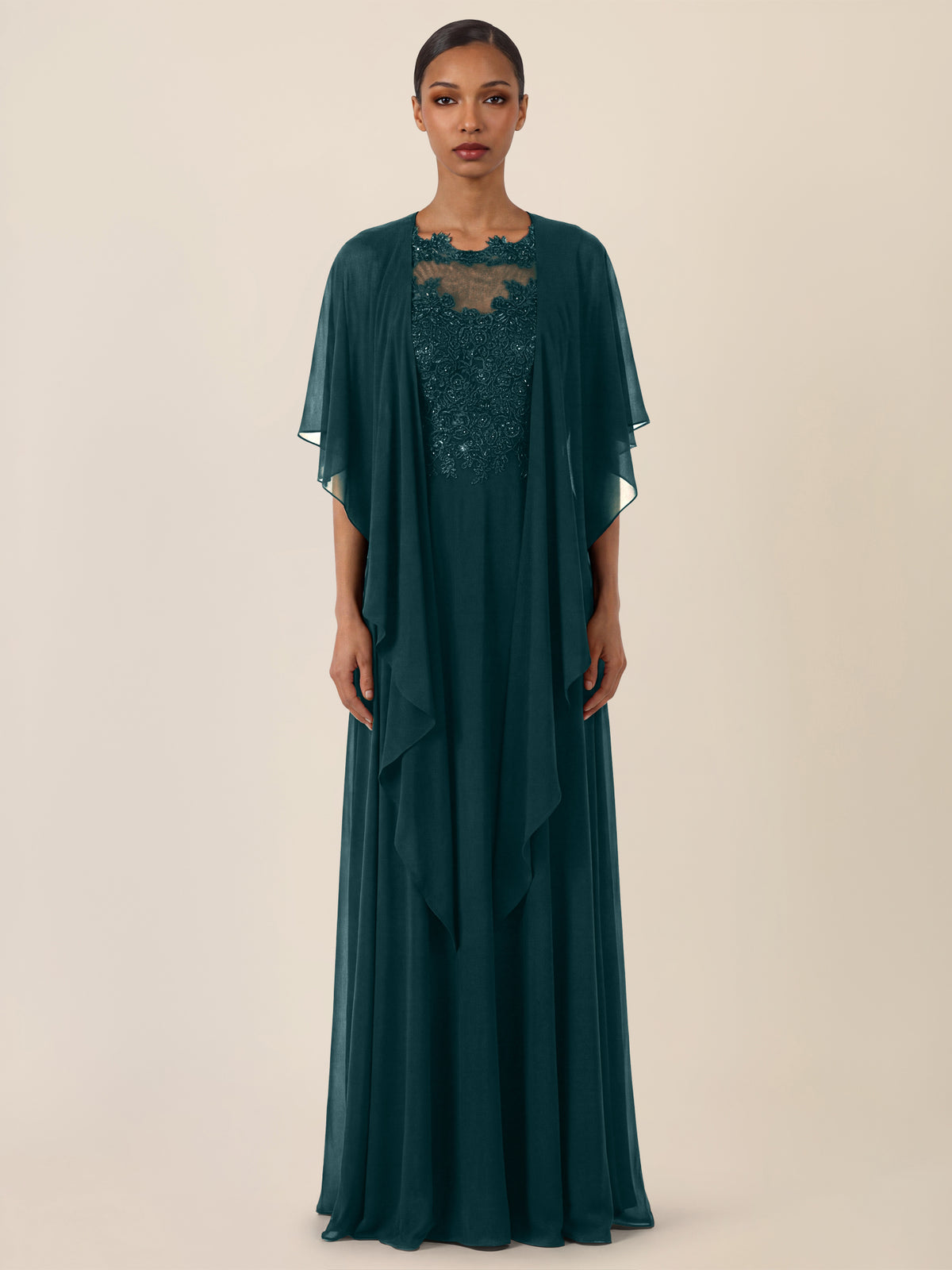 APART Luftiges Chiffon-Stola mit Zipfelsaum | emerald