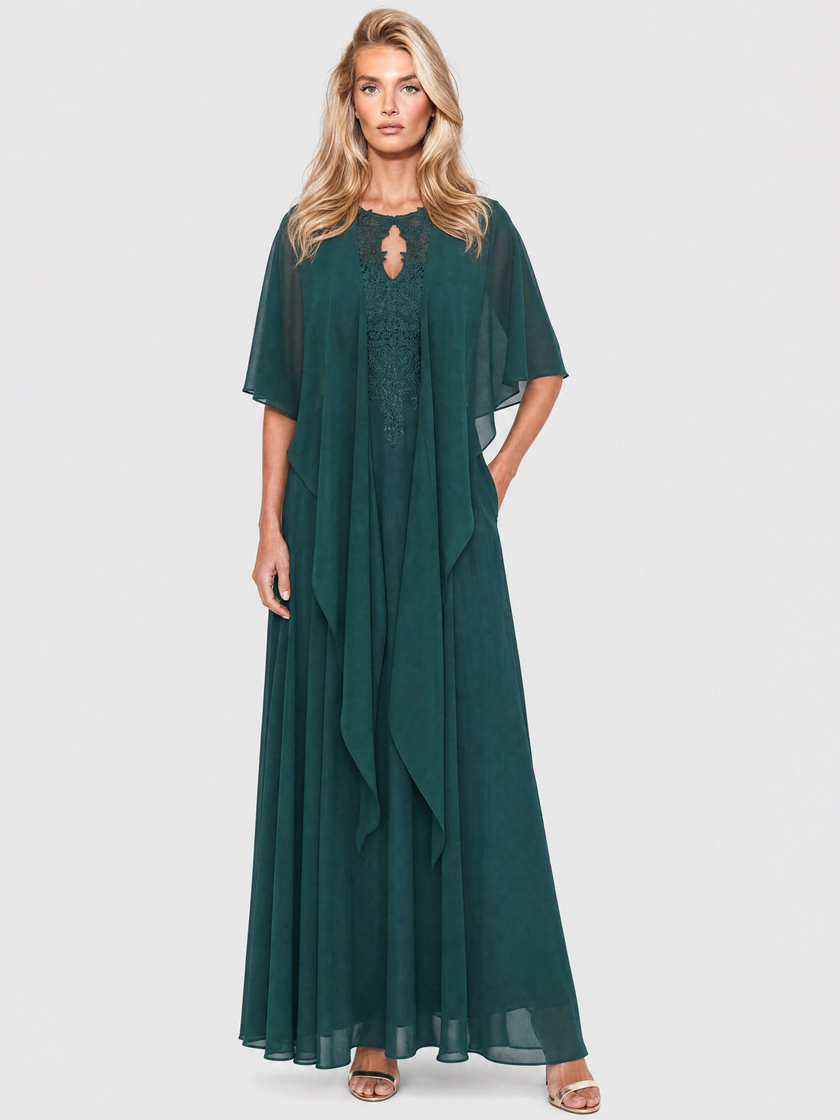 APART Luftiges Chiffon-Stola mit Zipfelsaum | emerald