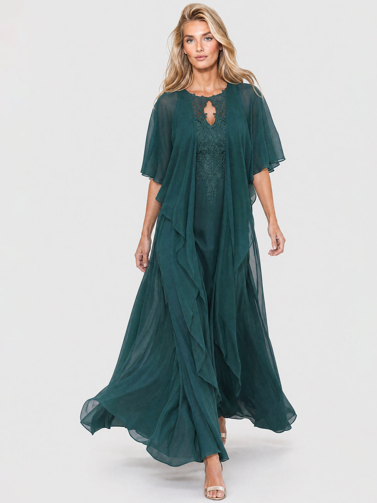 APART Luftiges Chiffon-Stola mit Zipfelsaum | emerald