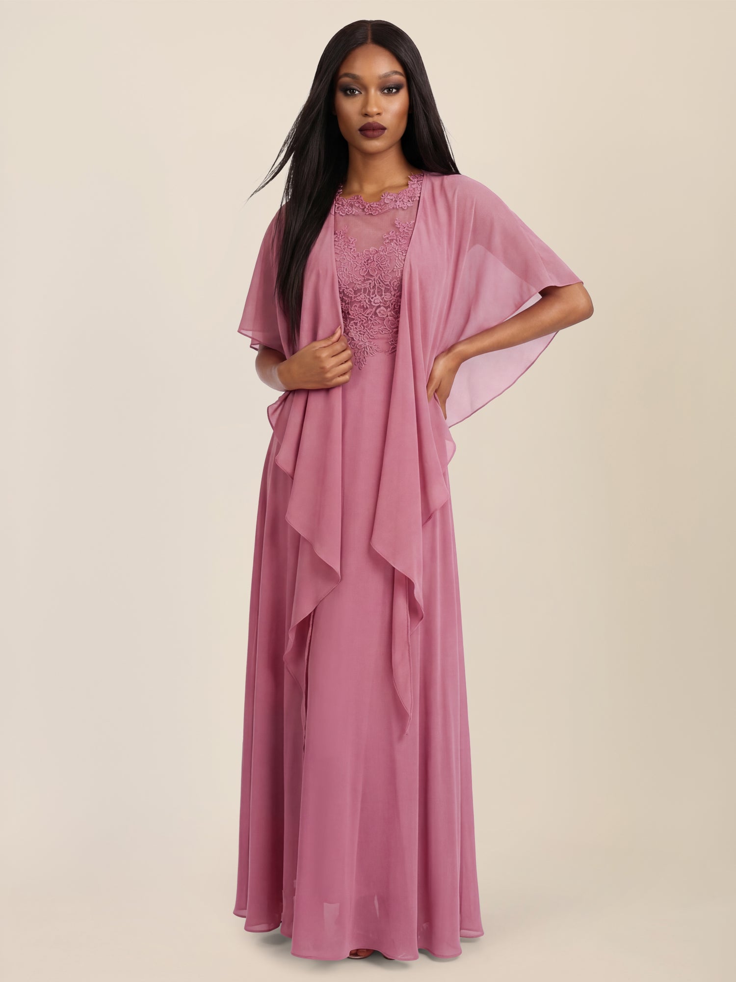 APART Luftiges Chiffon-Stola mit Zipfelsaum | rosé