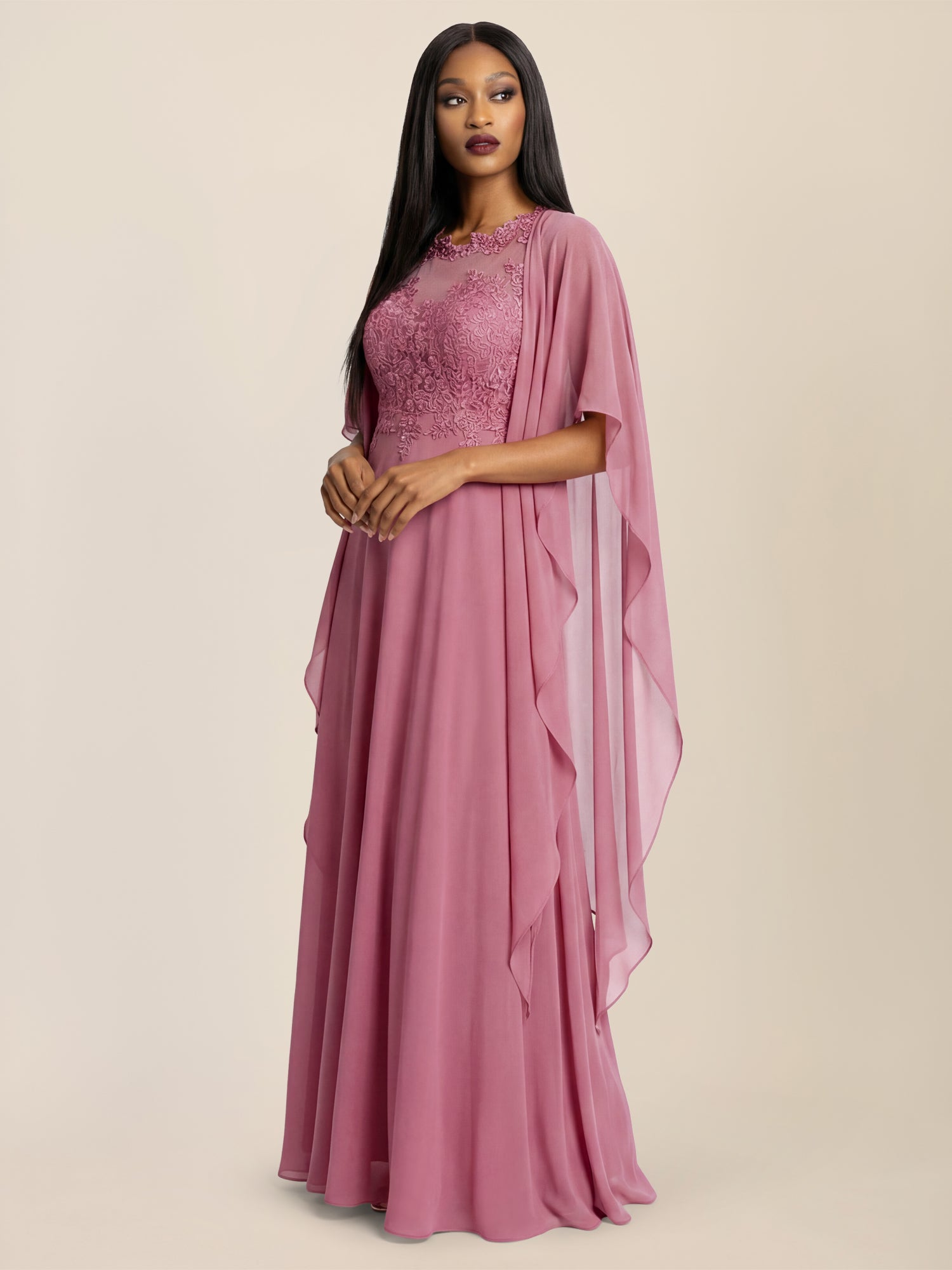 APART Luftiges Chiffon-Stola mit Zipfelsaum | rosé