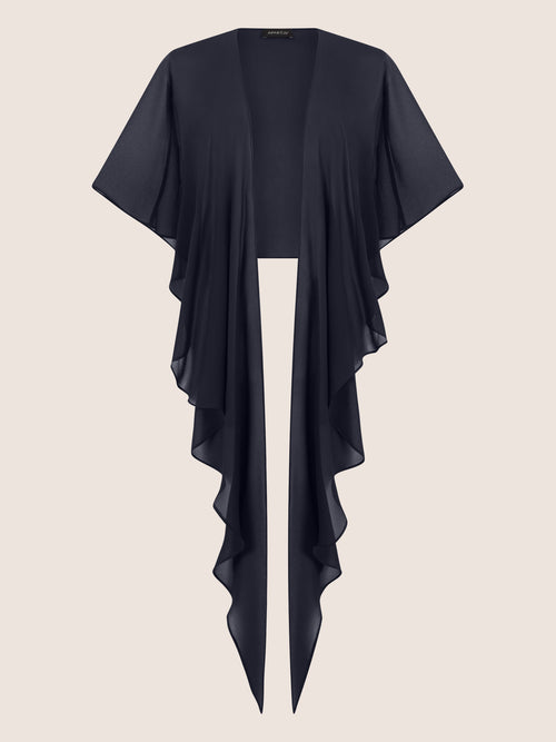 APART Luftiges Chiffon-Stola mit Zipfelsaum | nachtblau image 1