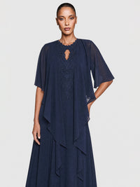 APART Luftiges Chiffon-Stola mit Zipfelsaum | nachtblau