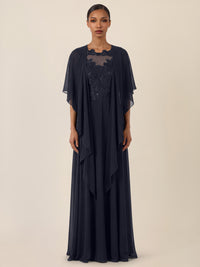 APART Luftiges Chiffon-Stola mit Zipfelsaum | nachtblau