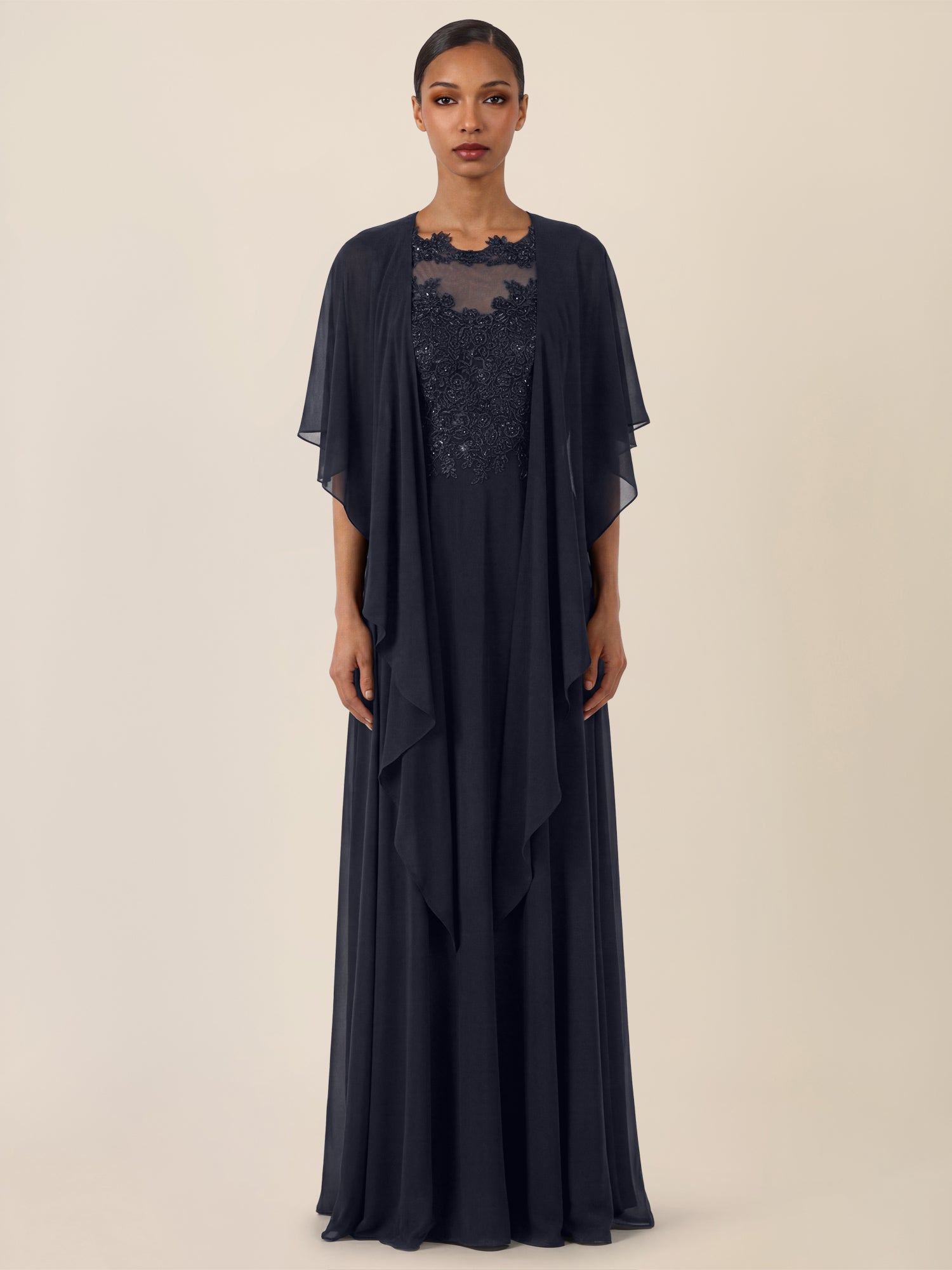 APART Luftiges Chiffon-Stola mit Zipfelsaum | nachtblau