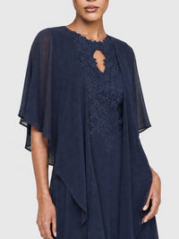 APART Luftiges Chiffon-Stola mit Zipfelsaum | nachtblau
