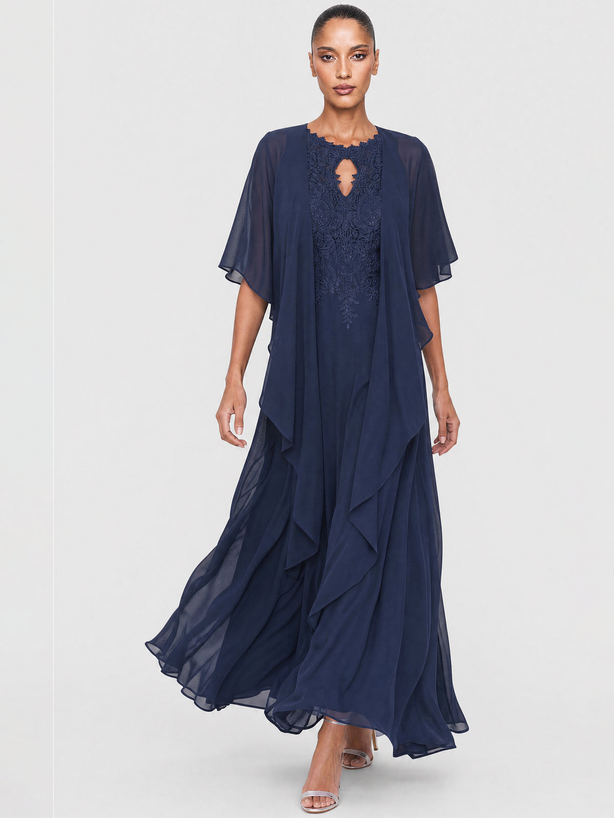 APART Luftiges Chiffon-Stola mit Zipfelsaum | nachtblau