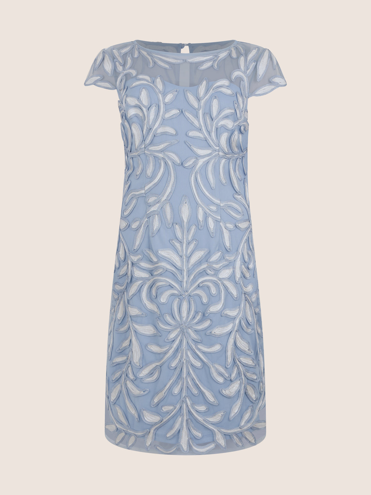 APART Cocktailkleid mit floraler 3D-Stickerei | hellblau-creme