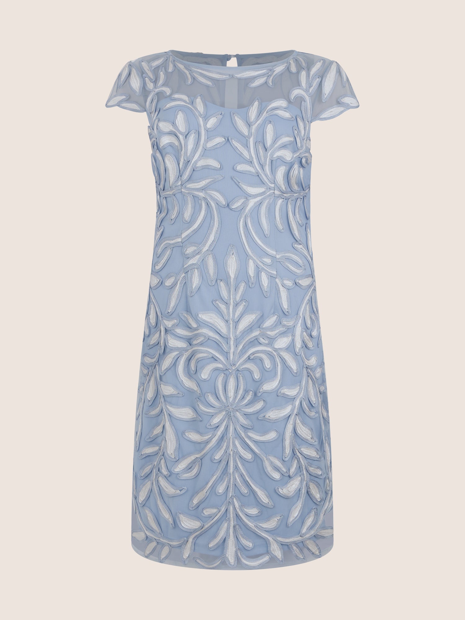 APART Cocktailkleid mit floraler 3D-Stickerei | hellblau-creme