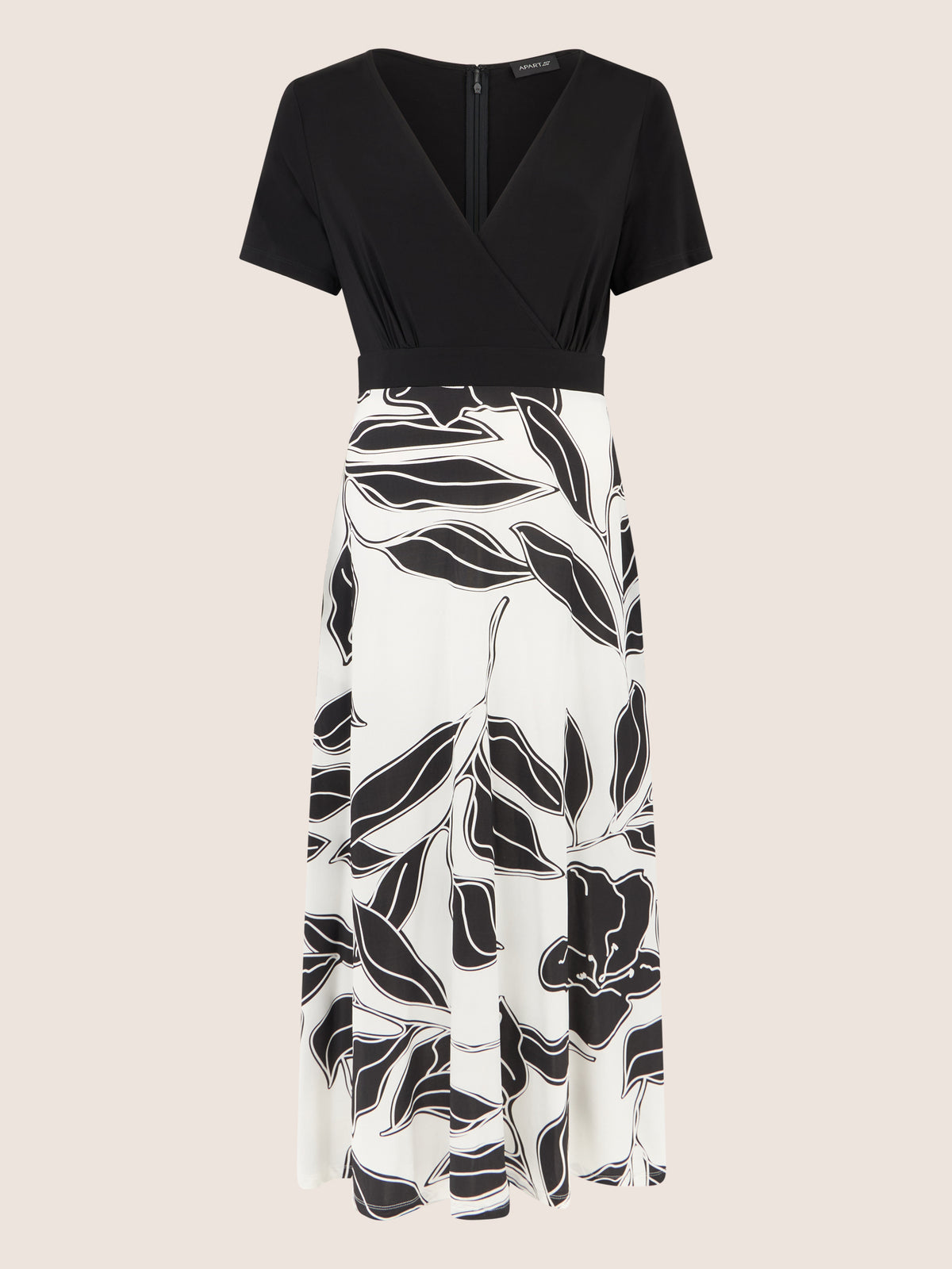 APART Maxikleid mit Wickeloptik und floralem Print | schwarz-creme