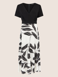APART Maxikleid mit Wickeloptik und floralem Print | schwarz-creme