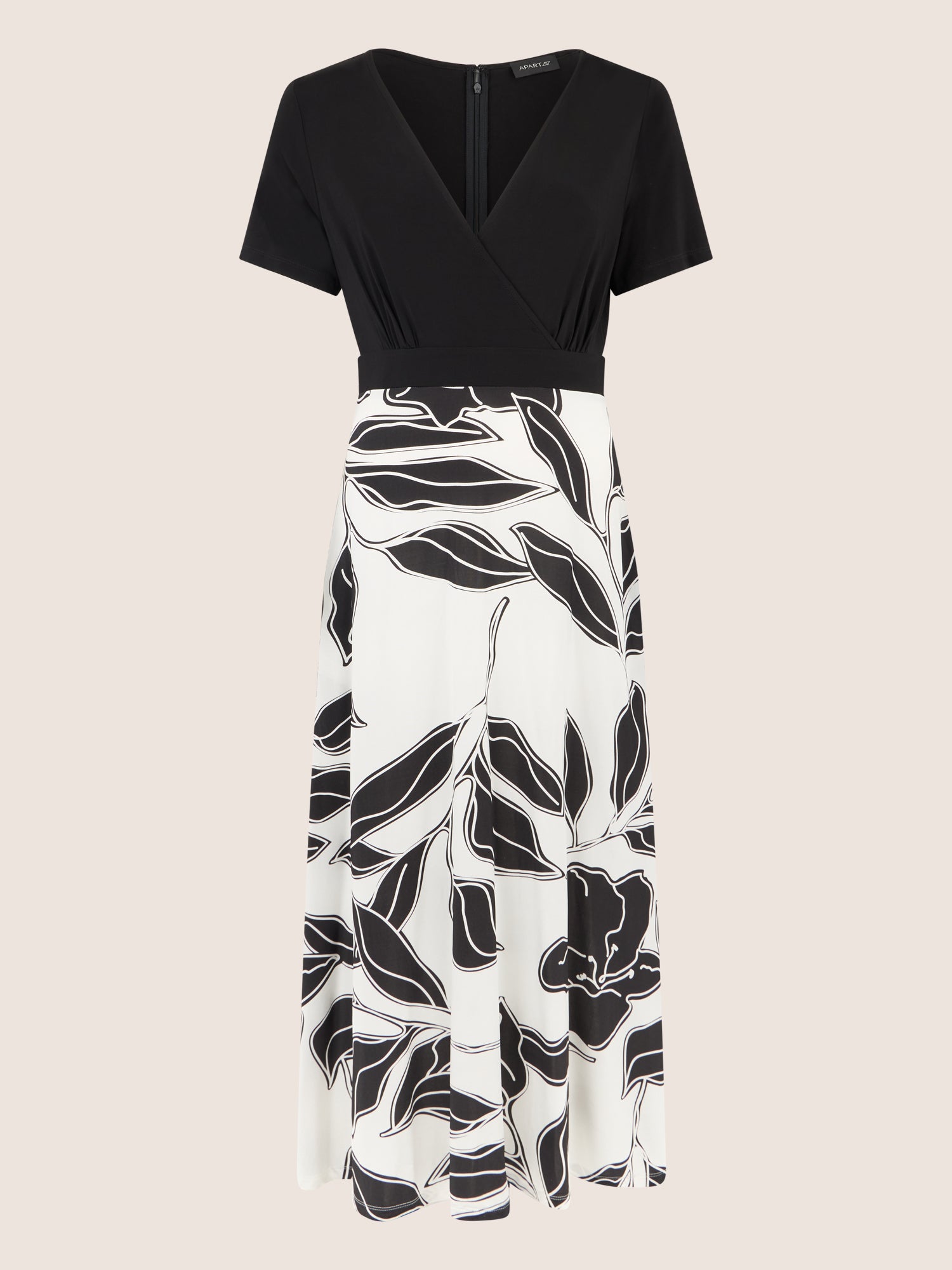 APART Maxikleid mit Wickeloptik und floralem Print | schwarz-creme