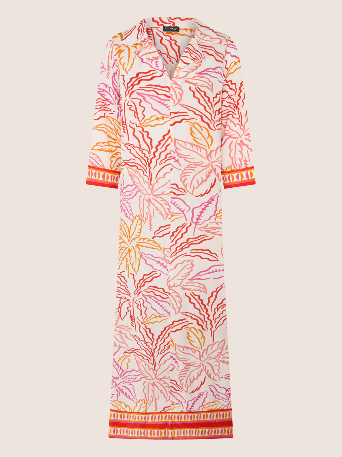 APART Midikleid mit Print und 3/4-Ärmeln | creme-multicolor