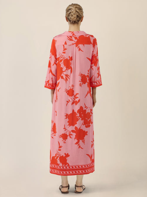 APART Kleid mit floralem Print und Stehkragen | pink-orange image 1