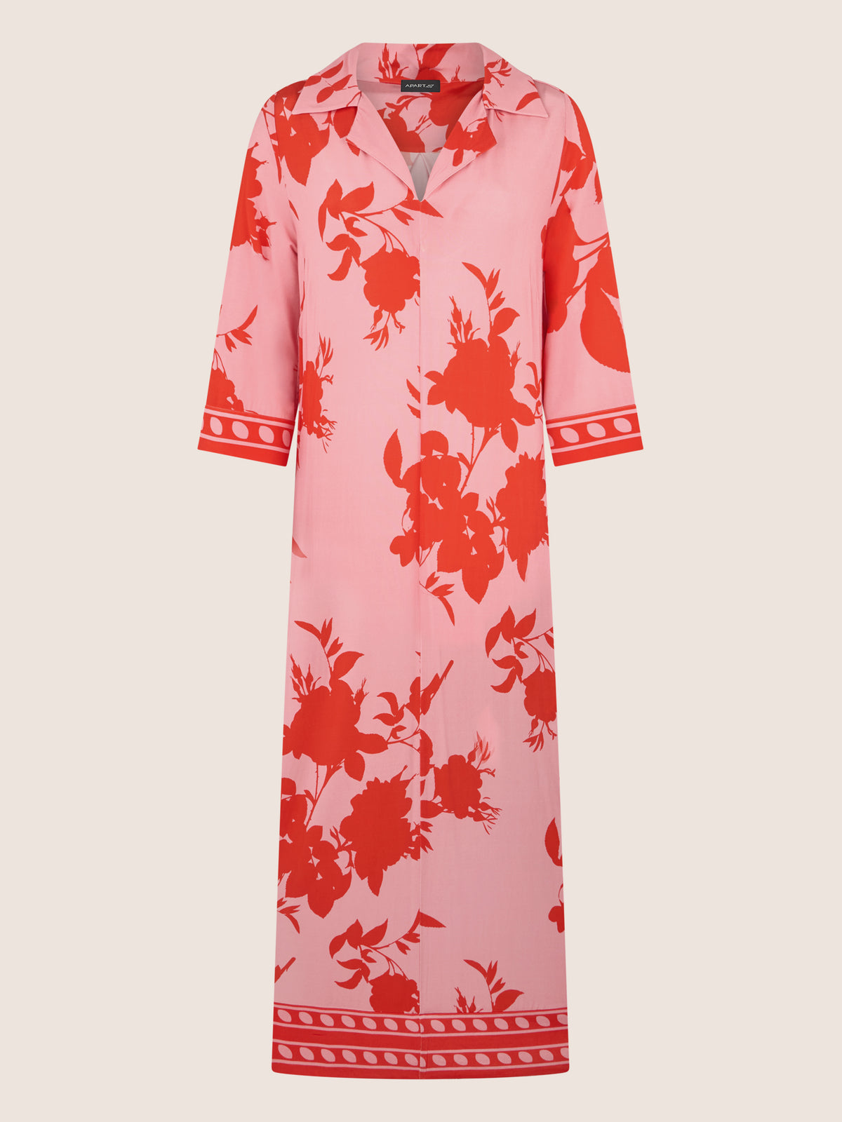APART Kleid mit floralem Print und Stehkragen | pink-orange