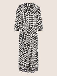 APART Shirtkleid mit V-Ausschnitt und Grafikmuster | schwarz-creme
