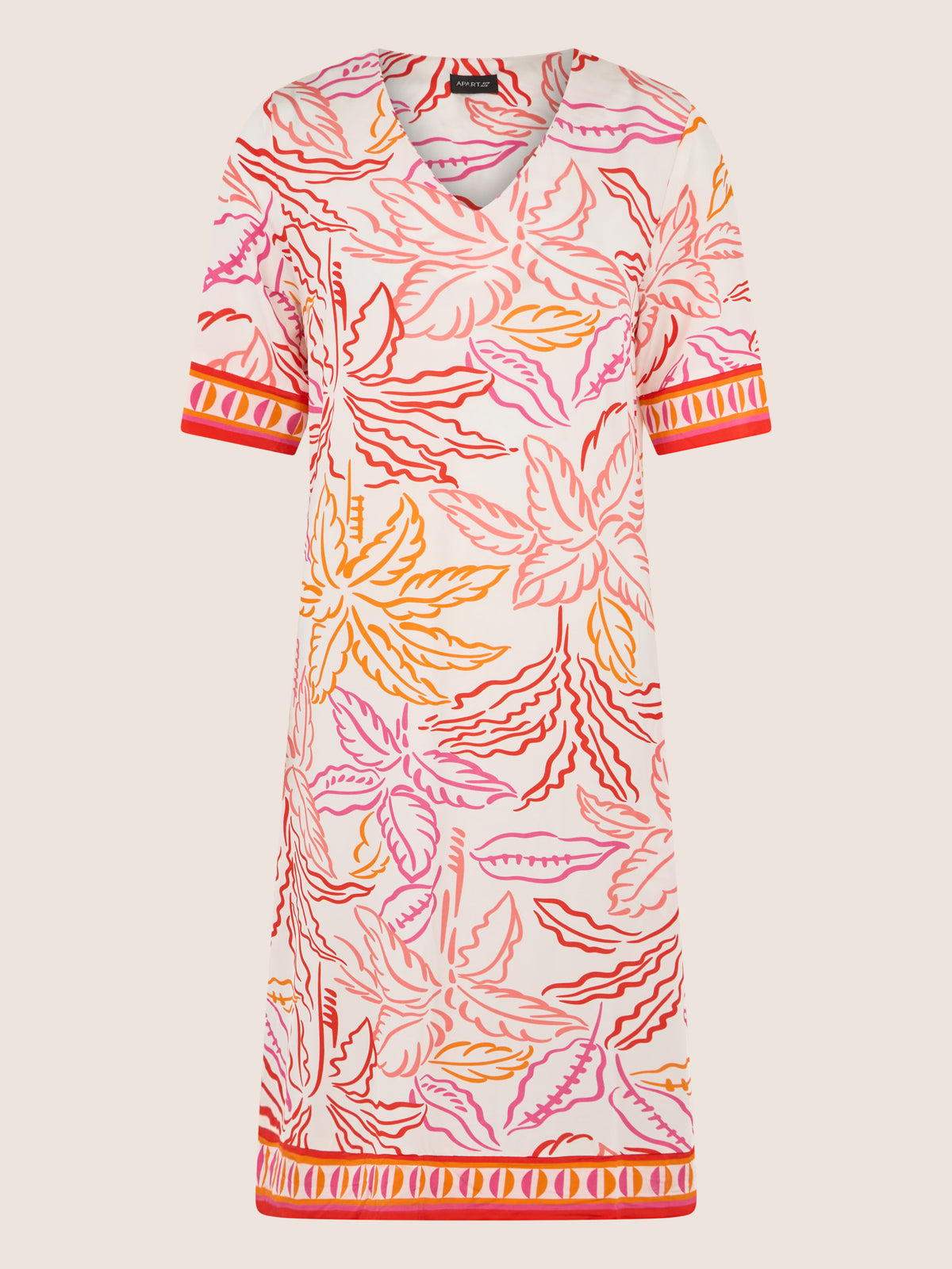 APART Tunikakleid mit tropischem Alloverprint | creme-multicolor